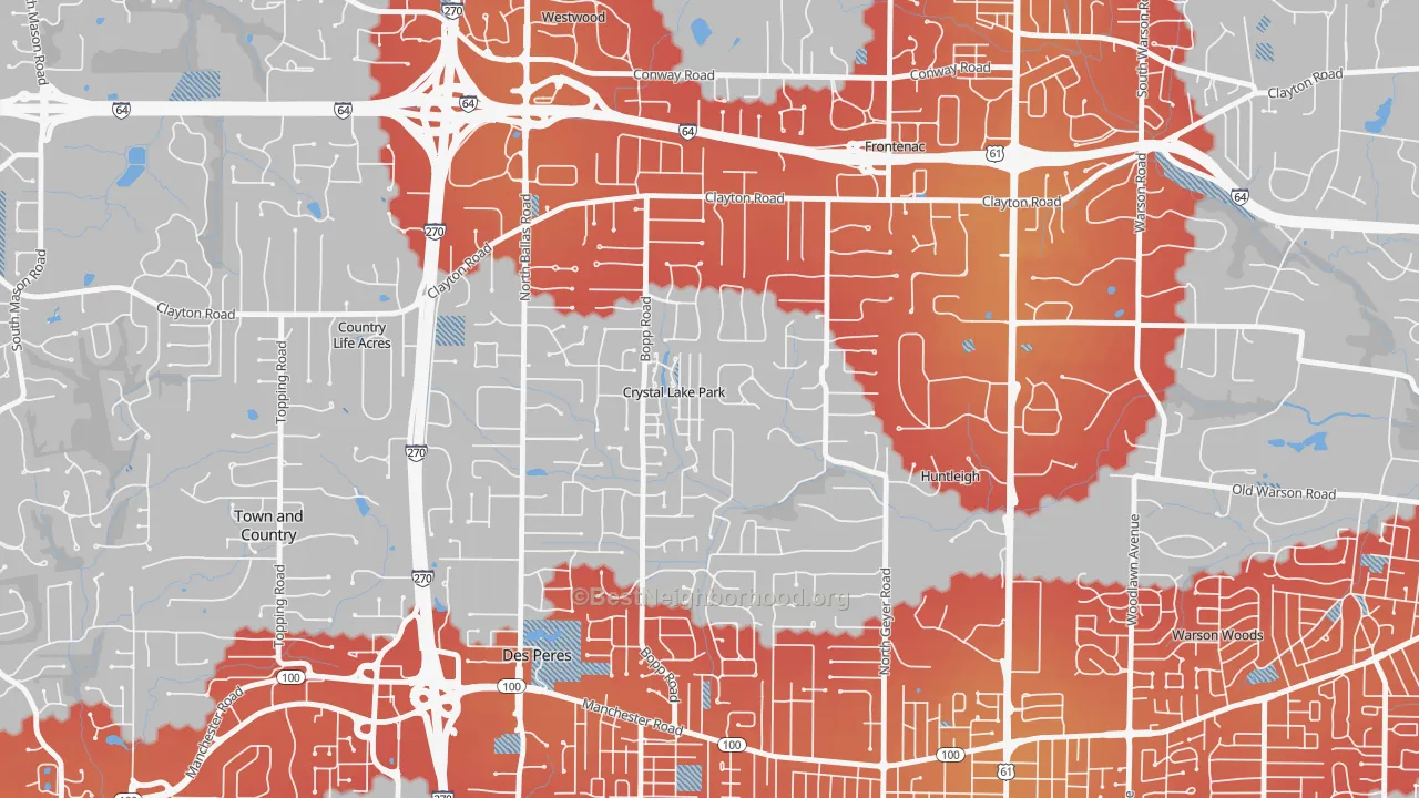 Transit Grade map of Crystal Lake Park, MO
