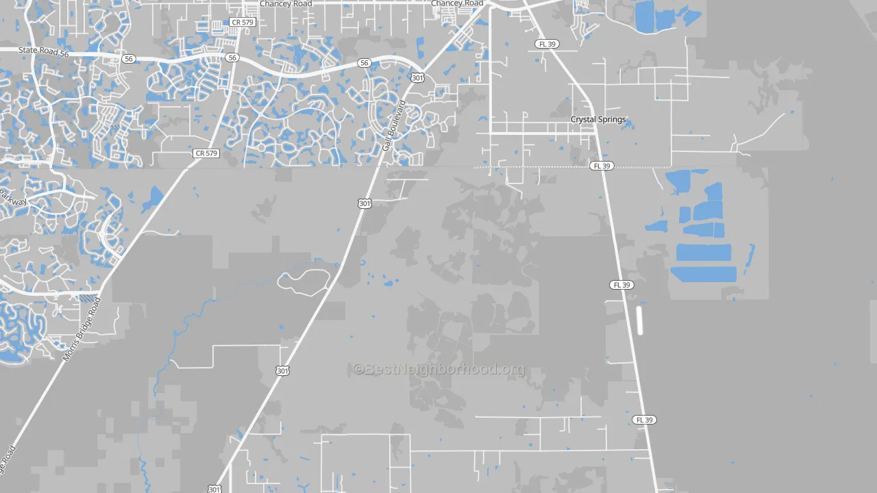 Transit Grade map of Crystal Springs, FL