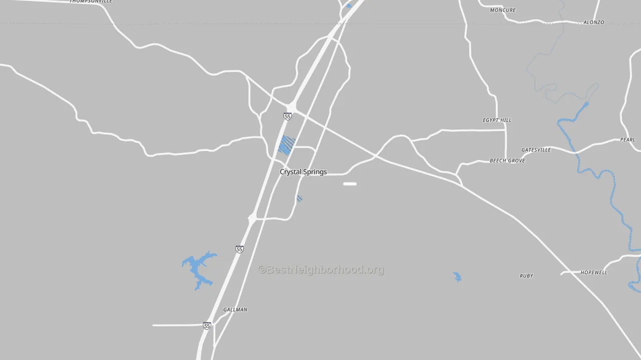 Transit Grade map of Crystal Springs, MS