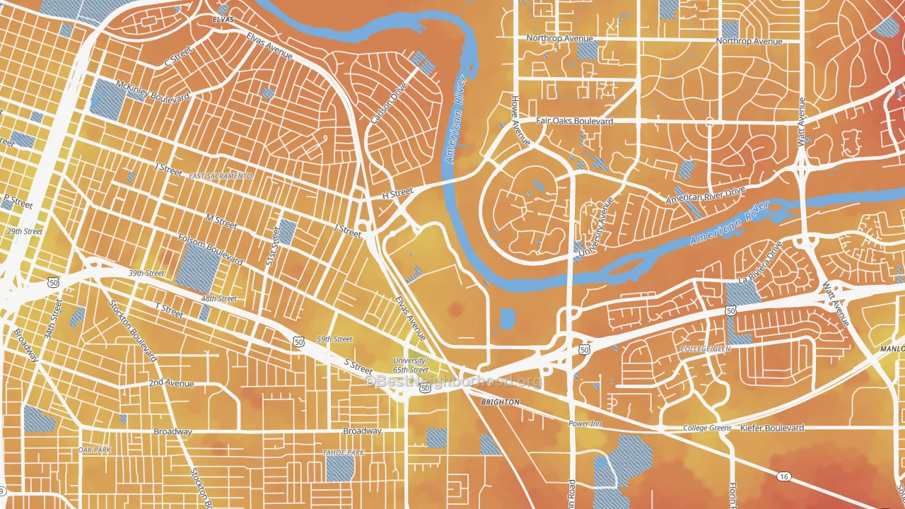 Transit Grade map of Csus, Sacramento, CA