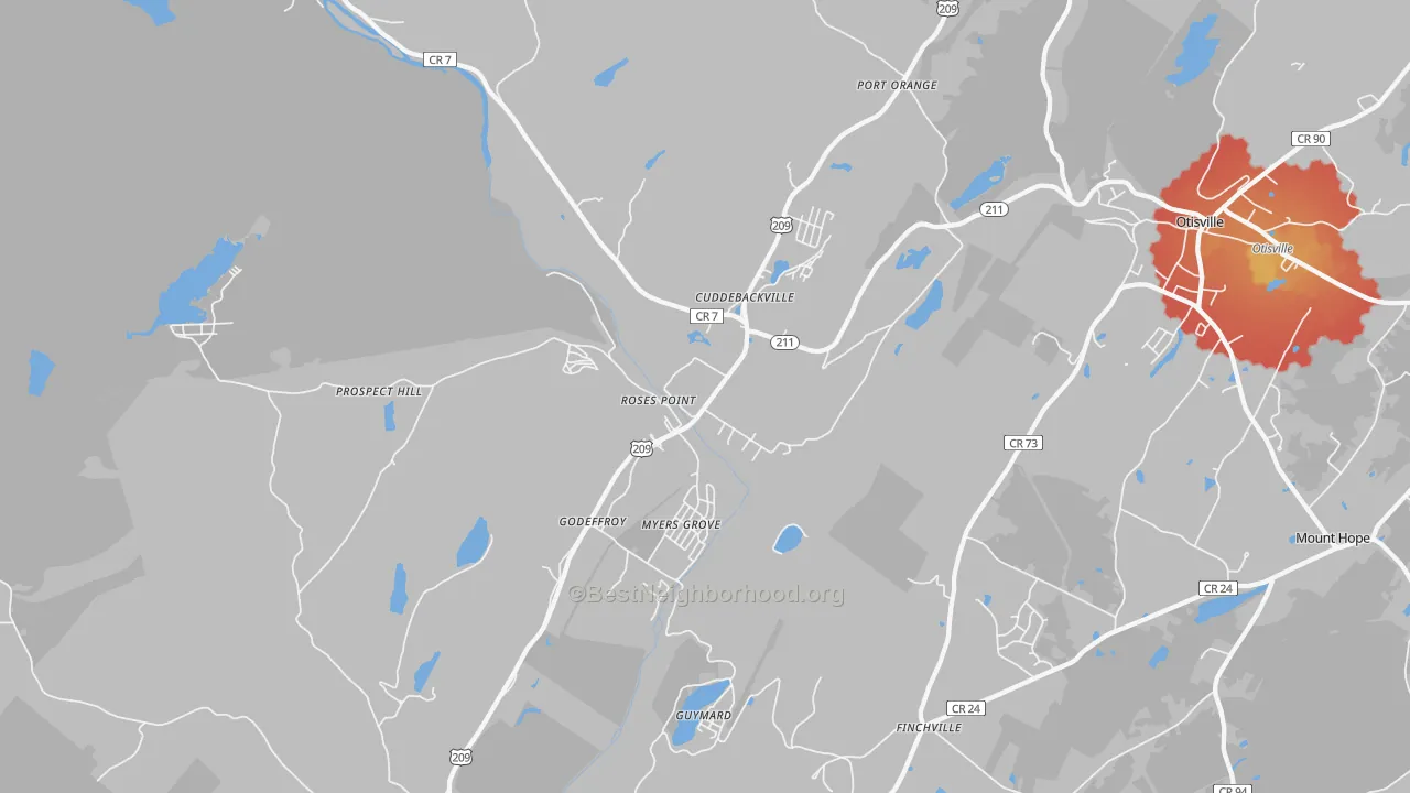 Transit Grade map of Cuddebackville, NY
