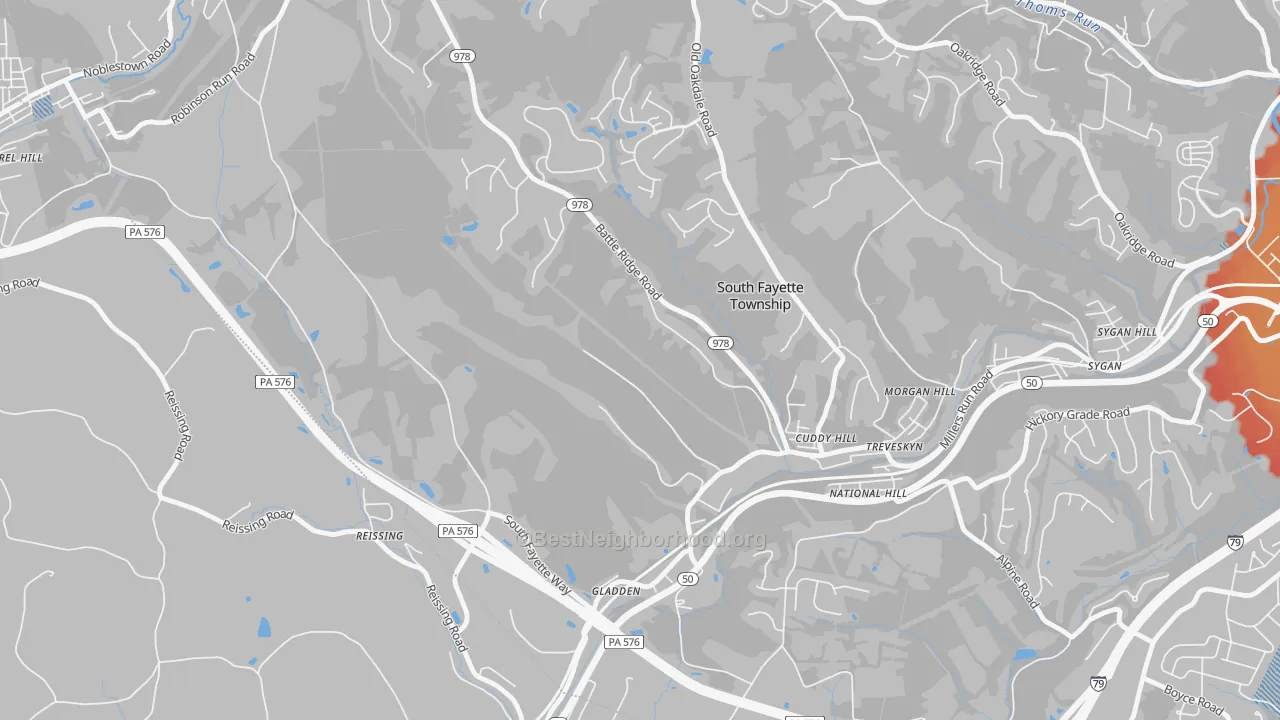 Transit Grade map of Cuddy, PA