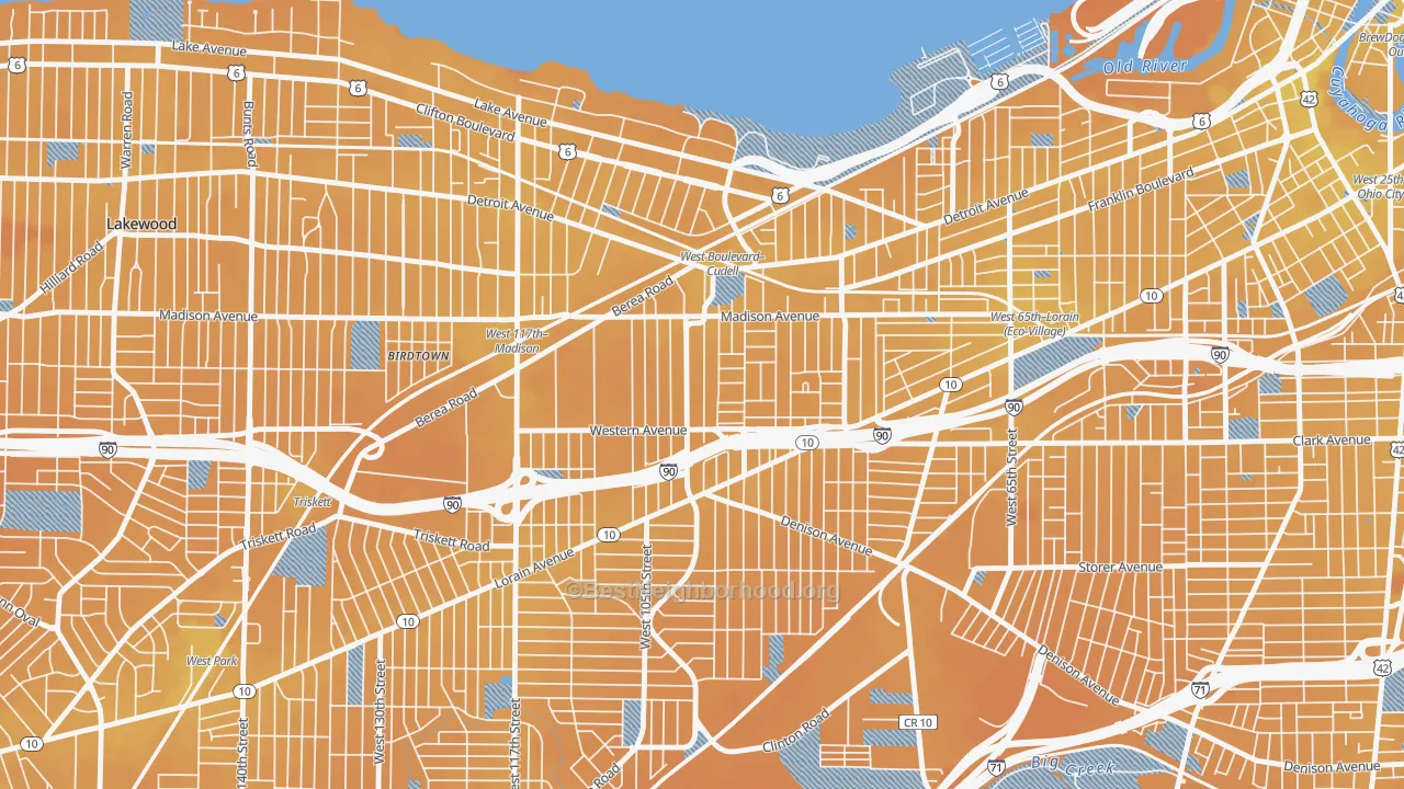 Transit Grade map of Cudell, Cleveland, OH