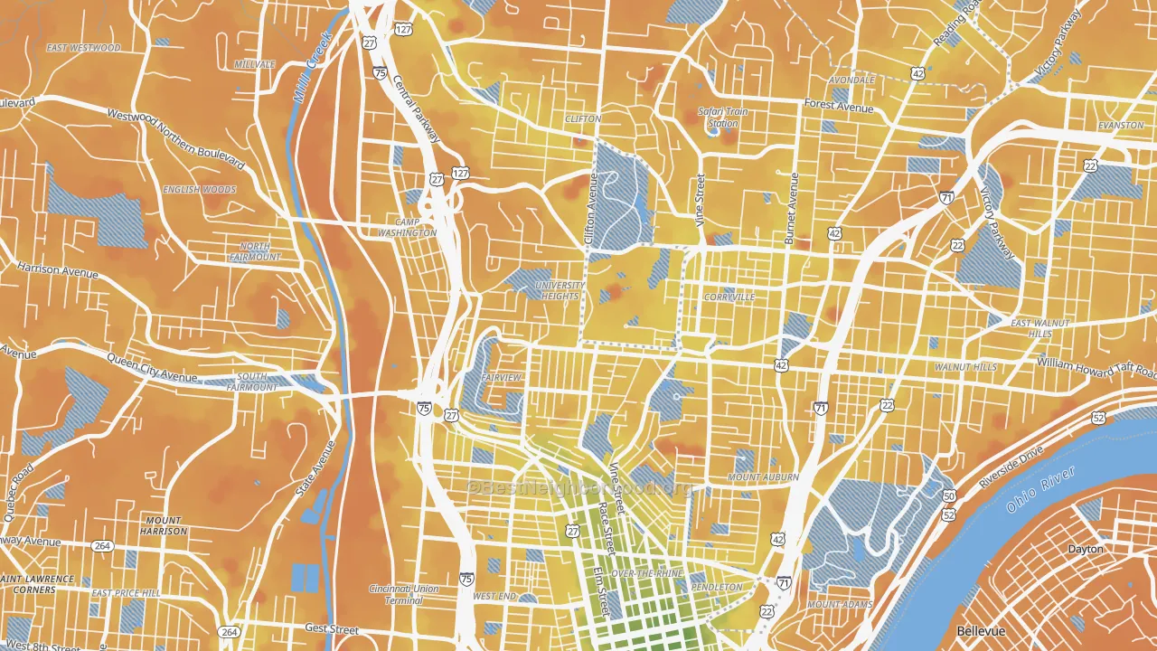 Transit Grade map of Cuf, Cincinnati, OH