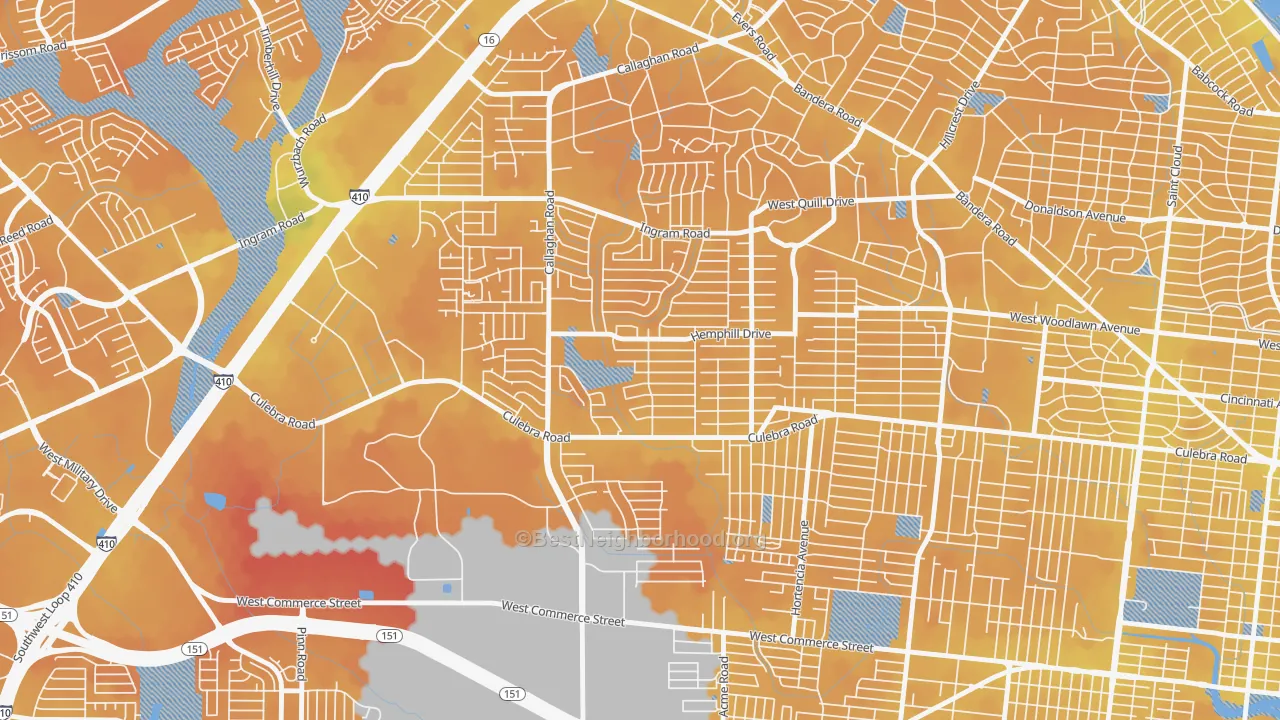 Transit Grade map of Culebra Park, San Antonio, TX