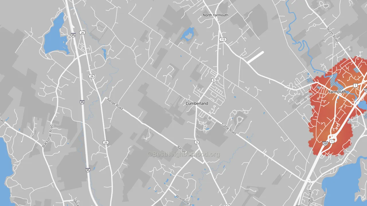 Transit Grade map of Cumberland Center, ME