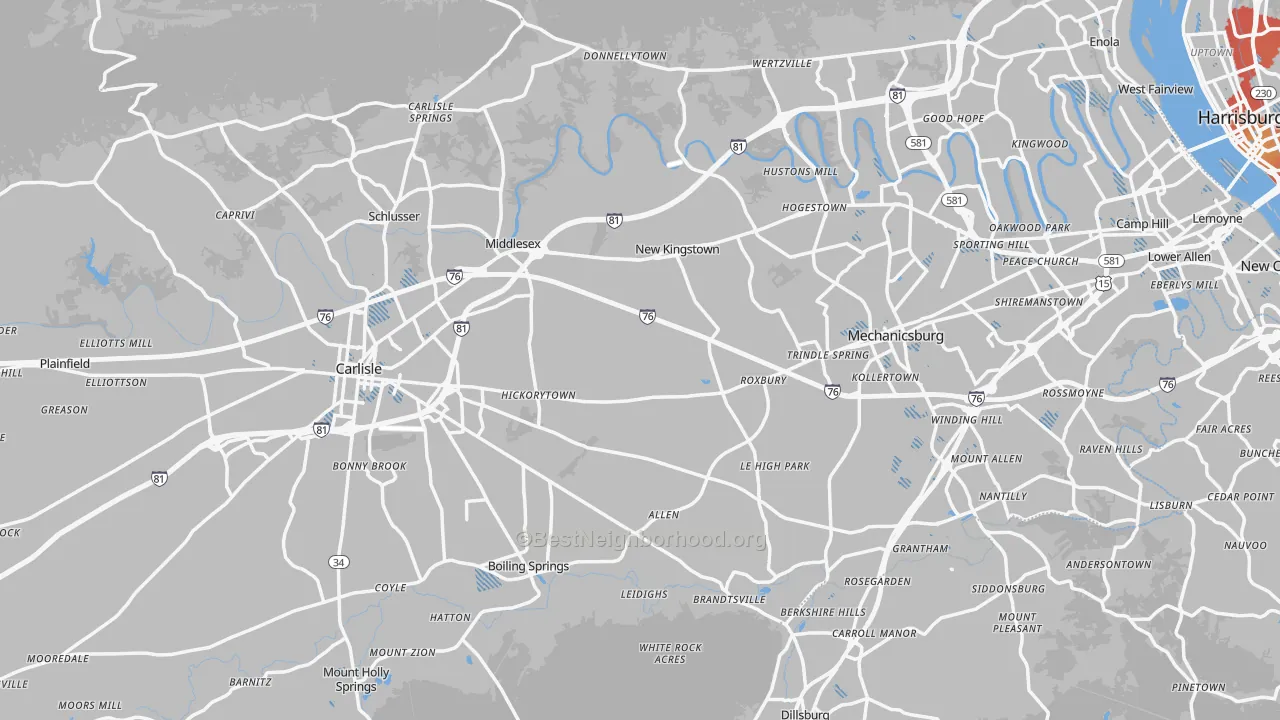 Transit Grade map of Cumberland County, PA