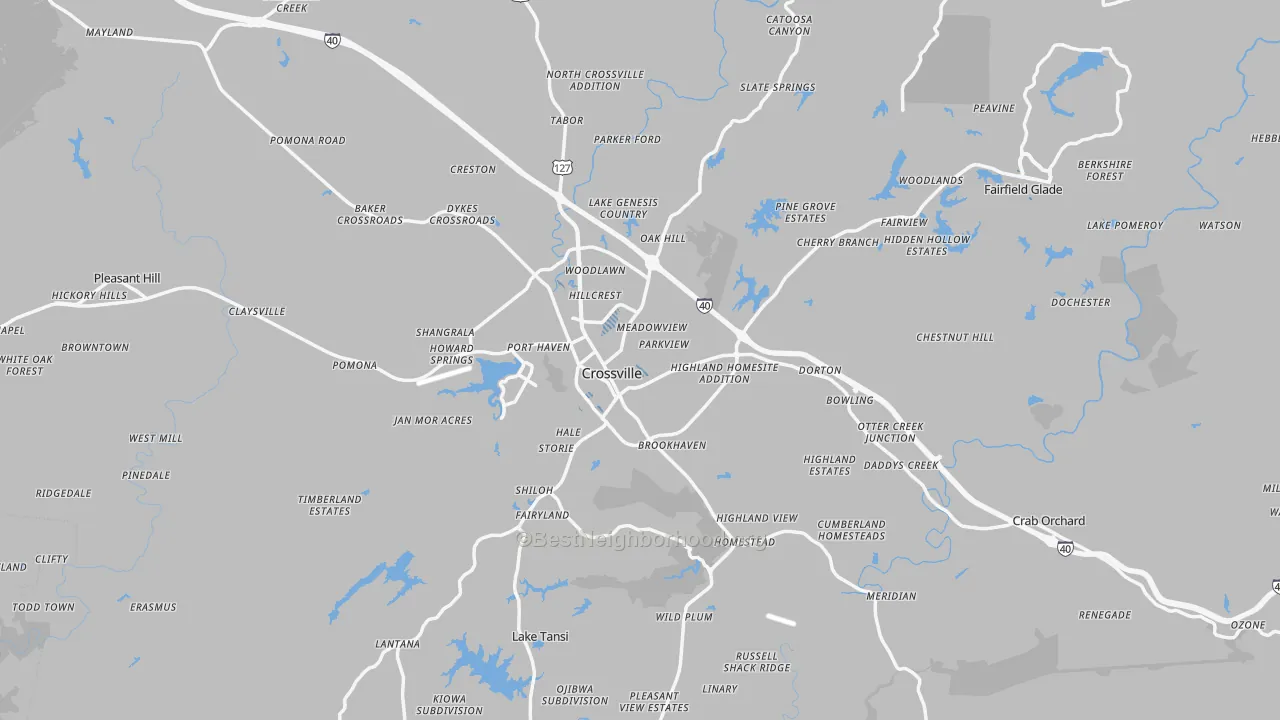 Transit Grade map of Cumberland County, TN