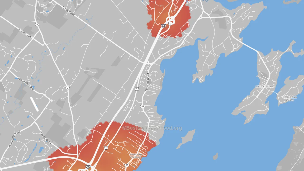 Transit Grade map of Cumberland Foreside, ME