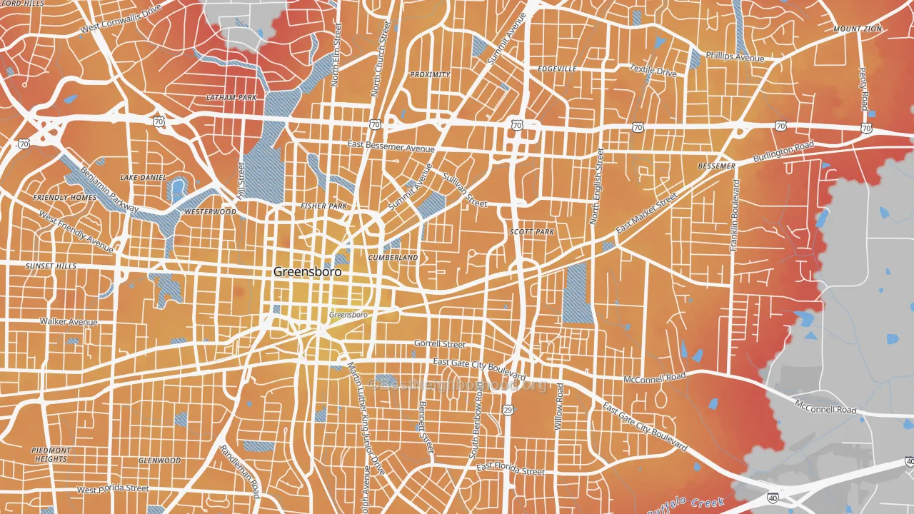 Transit Grade map of Cumberland, Greensboro, NC