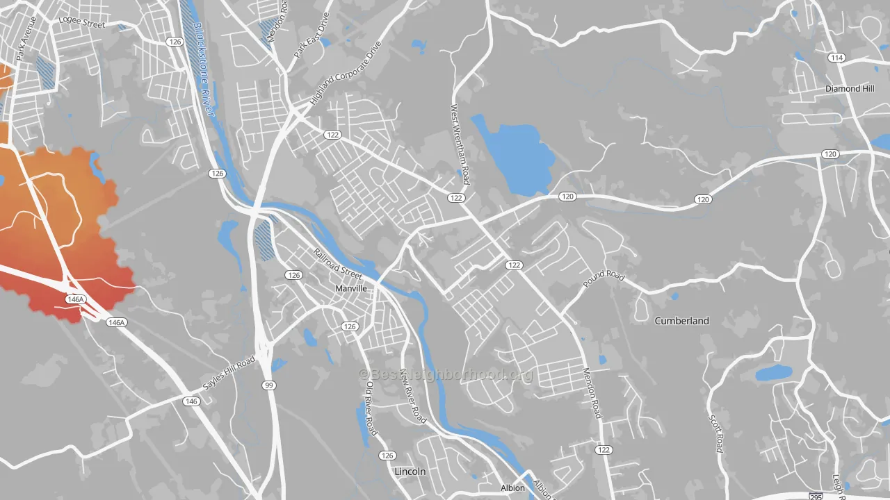 Transit Grade map of Cumberland Hill, RI