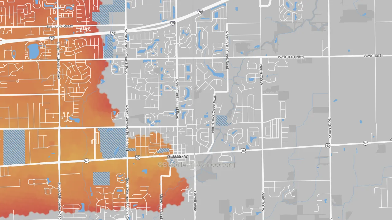 Transit Grade map of Cumberland, IN