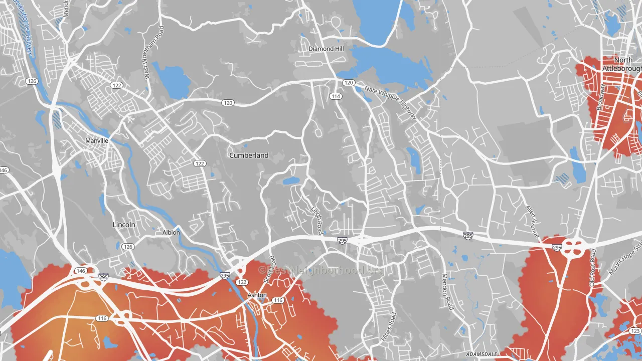 Transit Grade map of Cumberland, RI