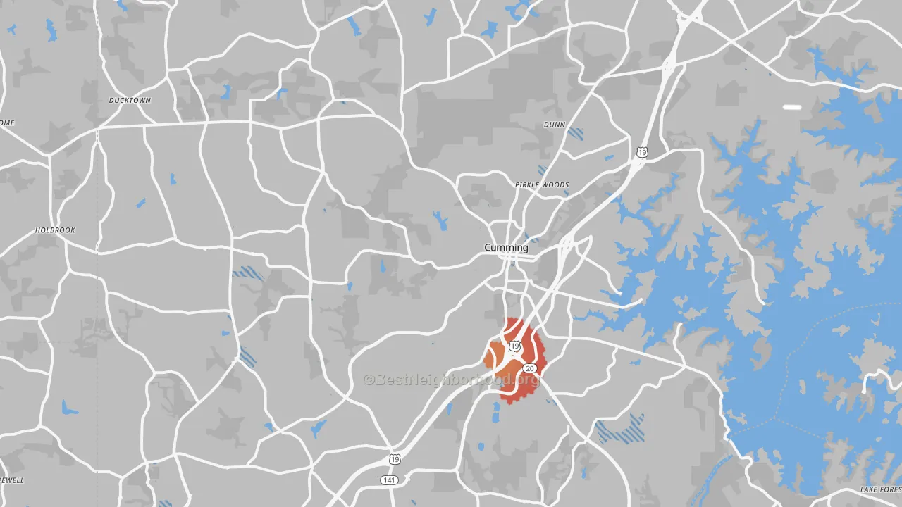 Transit Grade map of Cumming, GA