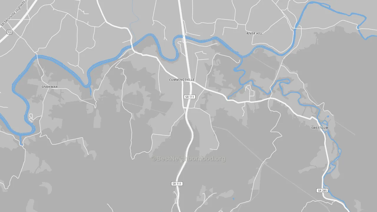 Transit Grade map of Cummingsville, TN
