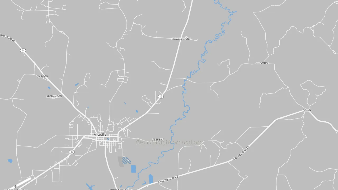 Transit Grade map of Cunningham, AL