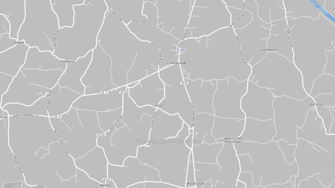 Transit Grade map of Cunningham, TN