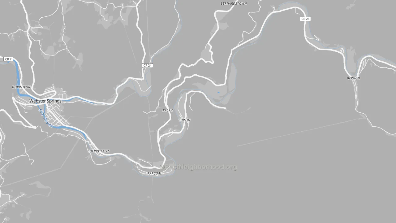 Transit Grade map of Curtin, WV