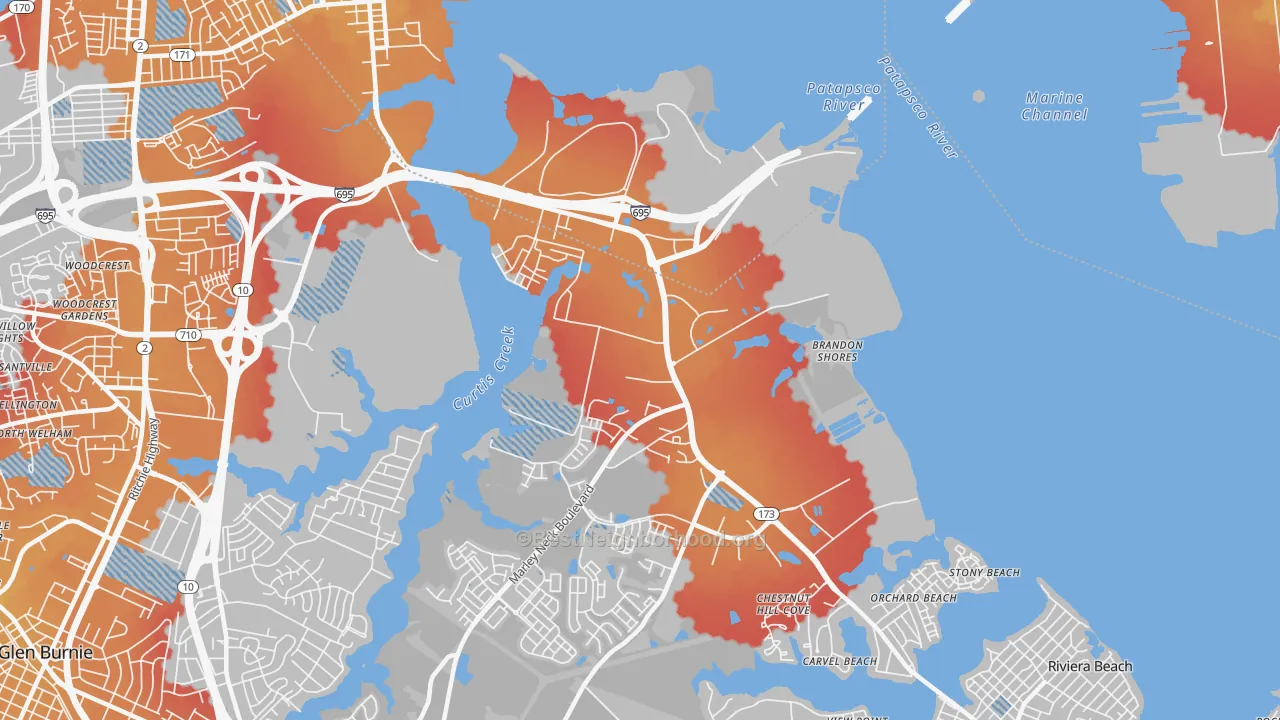 Transit Grade map of Curtis Bay, MD