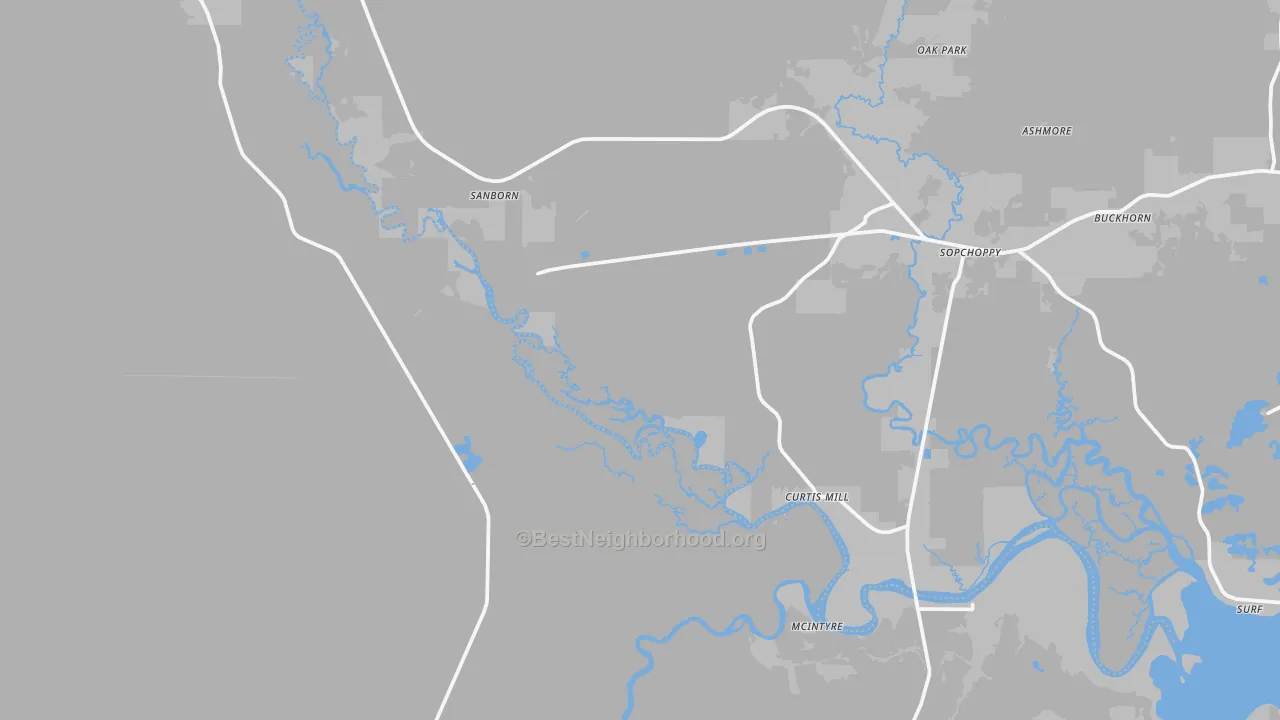 Transit Grade map of Curtis Mill, FL