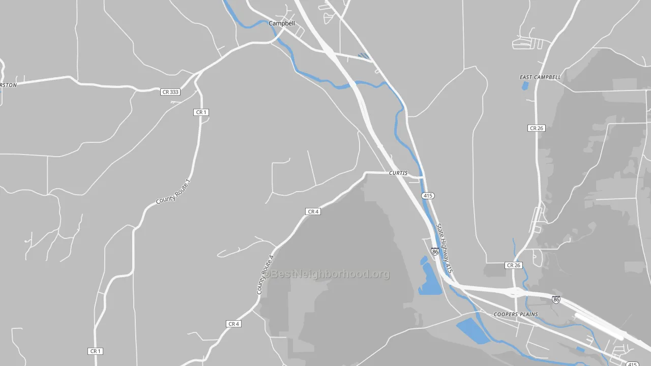 Transit Grade map of Curtis, NY