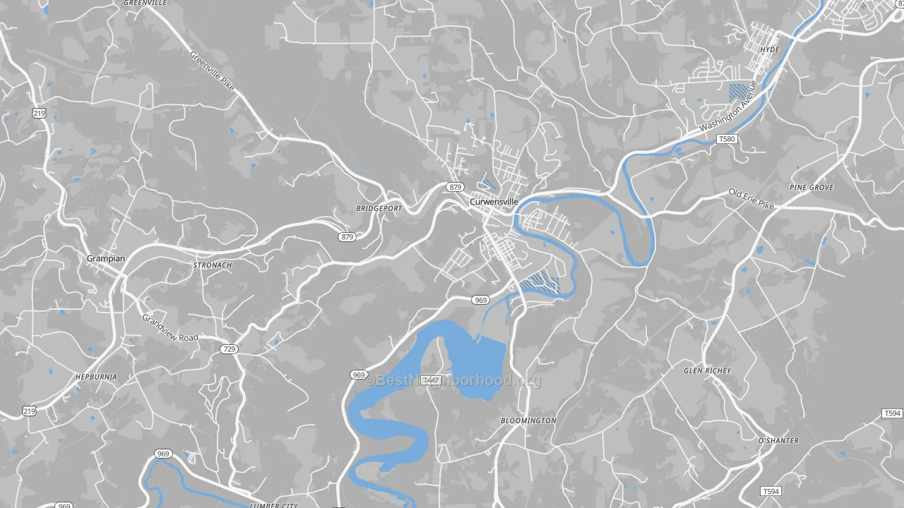 Transit Grade map of Curwensville, PA