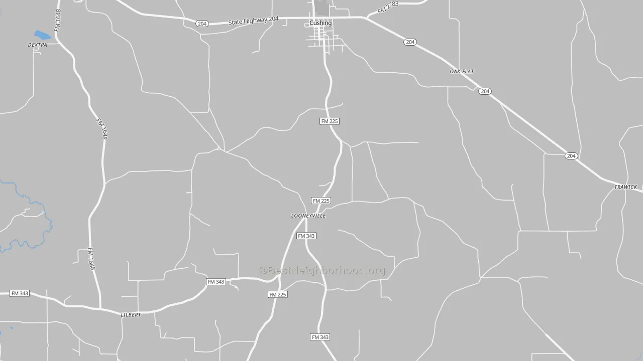 Transit Grade map of Cushing, TX
