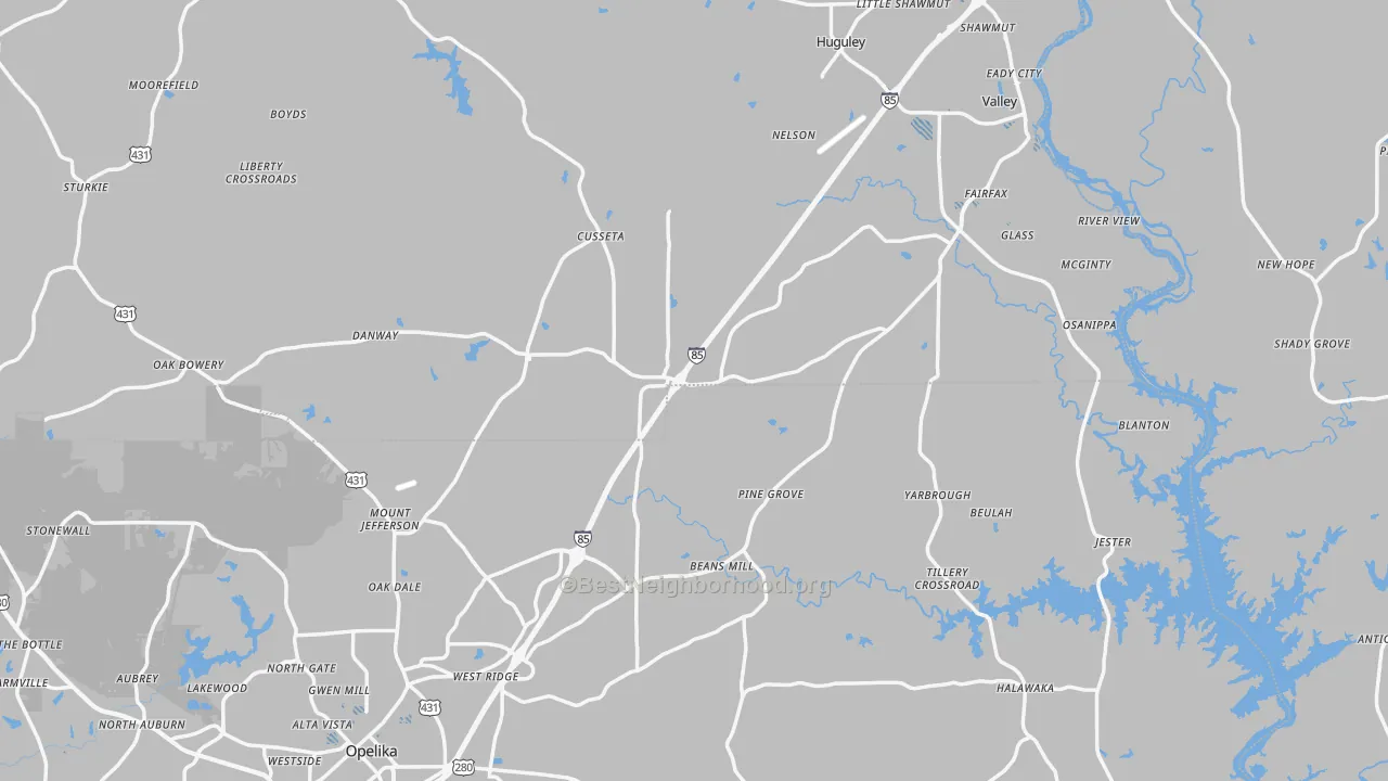 Transit Grade map of Cusseta, AL