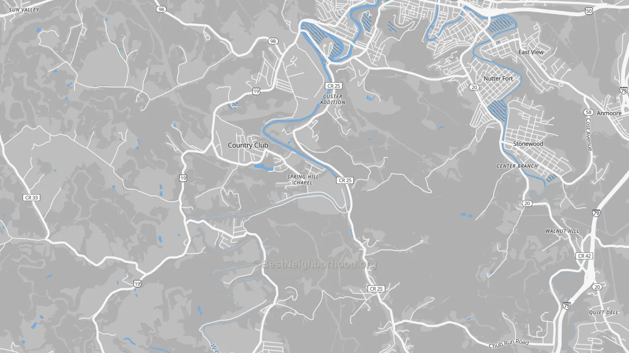 Transit Grade map of Custer Addition, WV