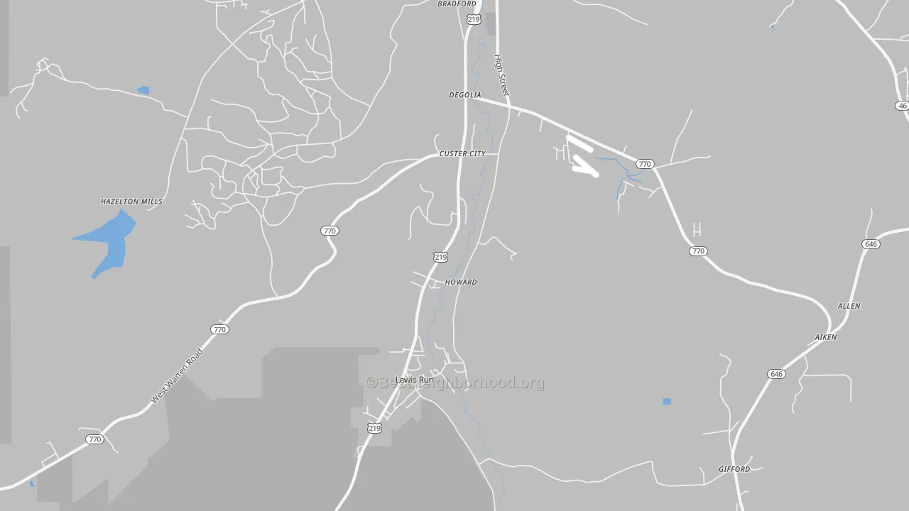 Transit Grade map of Custer City, PA