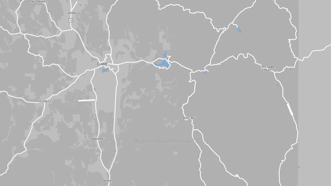 Transit Grade map of Custer County, SD
