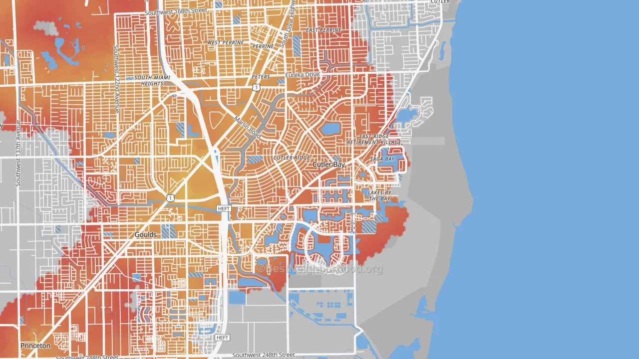 Transit Grade map of Cutler Bay, FL