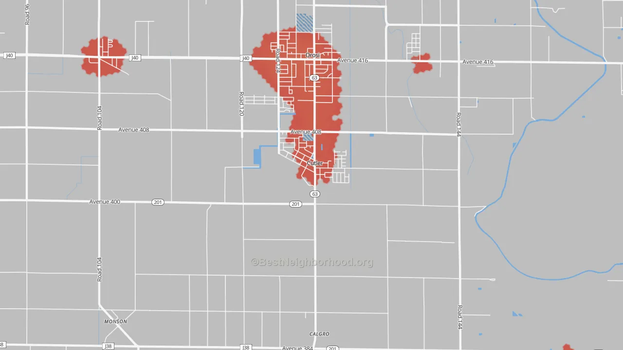 Transit Grade map of Cutler, CA