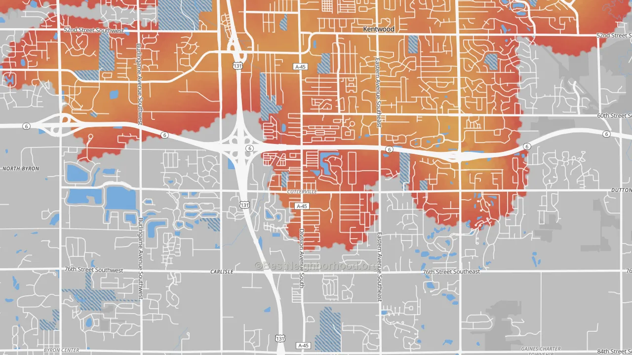 Transit Grade map of Cutlerville, MI