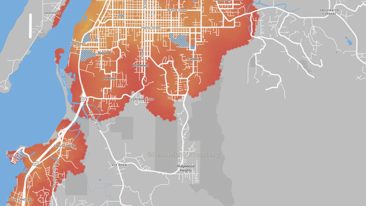 Transit Grade map of Cutten, Eureka, CA