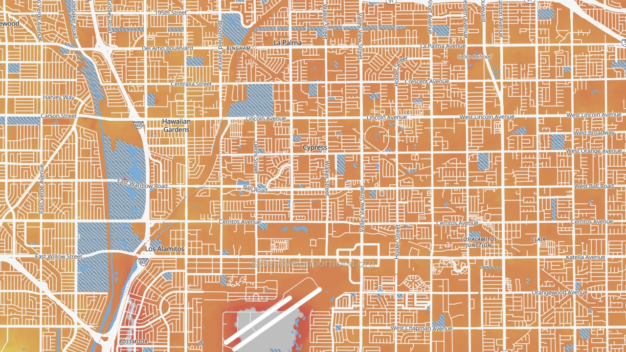 Transit Grade map of Cypress, CA