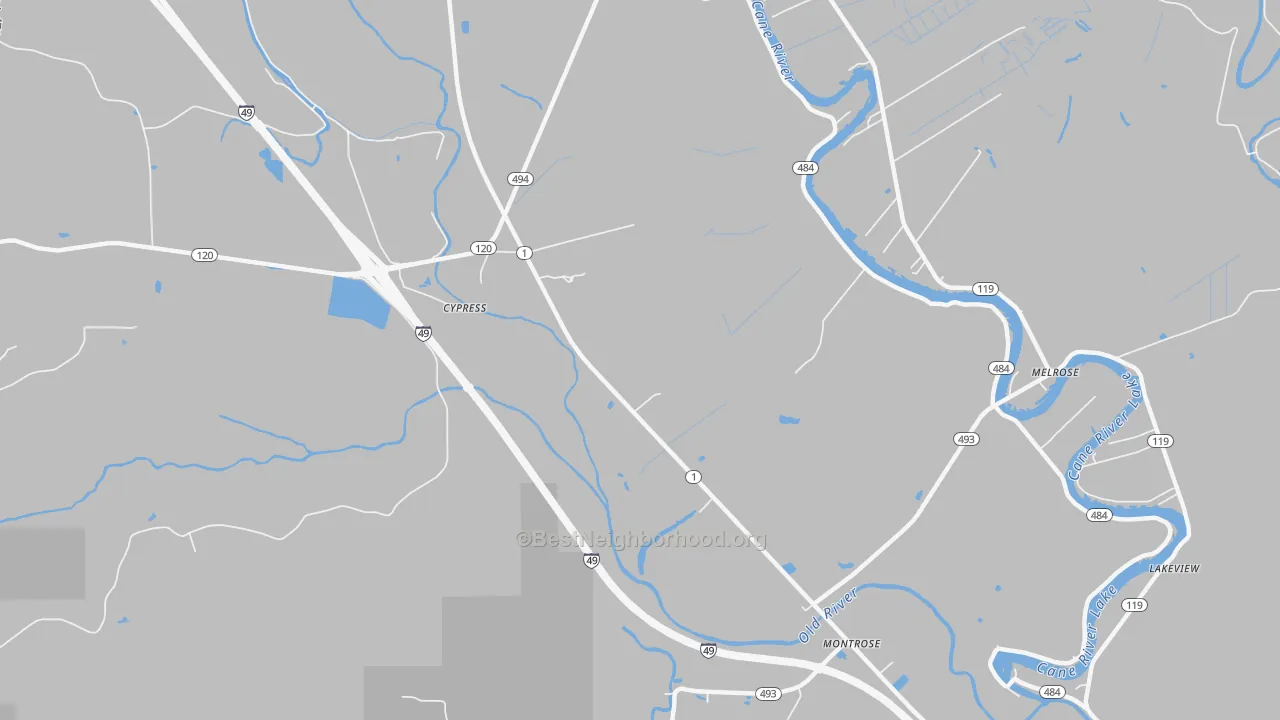 Transit Grade map of Cypress, LA