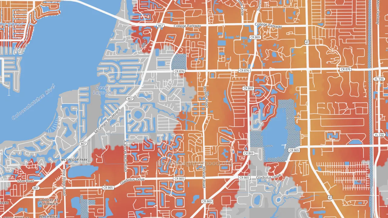 Transit Grade map of Cypress Lake, FL