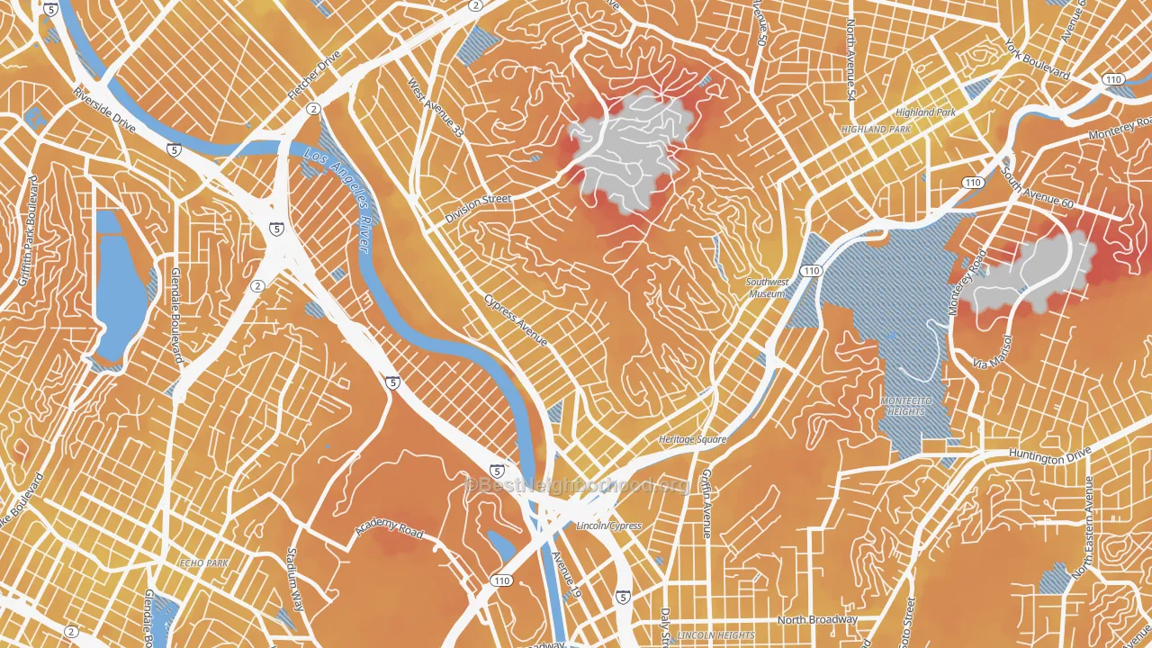 Transit Grade map of Cypress Park, Los Angeles, CA