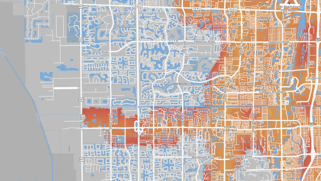 Transit Grade map of Cypress Quarters, FL