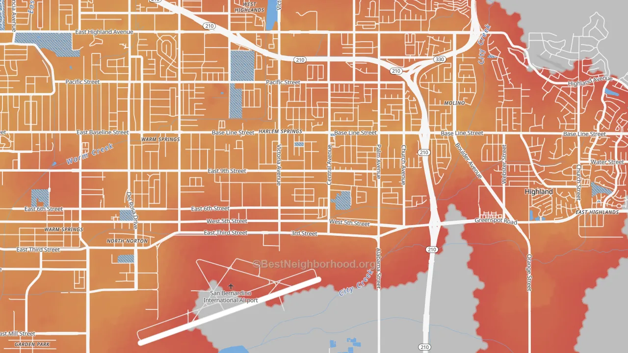 Transit Grade map of Cypress-Riverside, Highland, CA