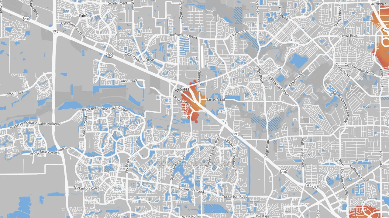 Transit Grade map of Cypress, TX