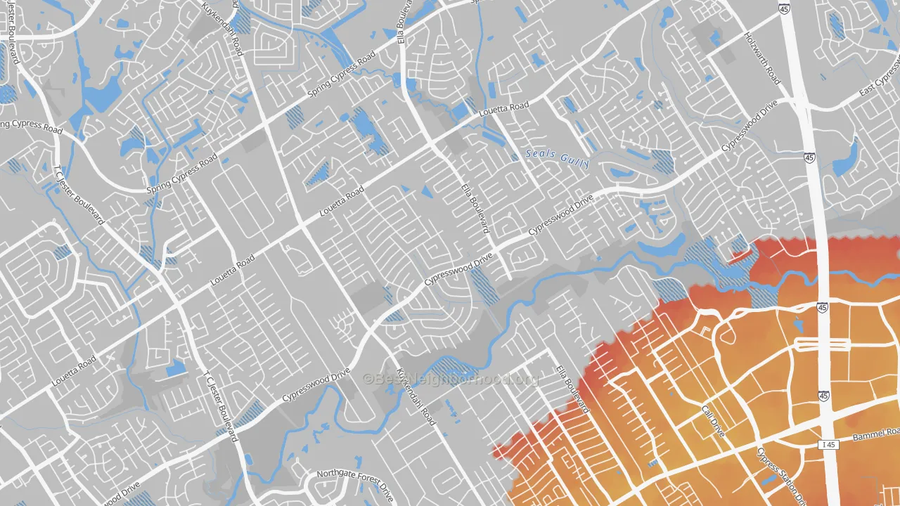 Transit Grade map of Cypresswood, Spring, TX
