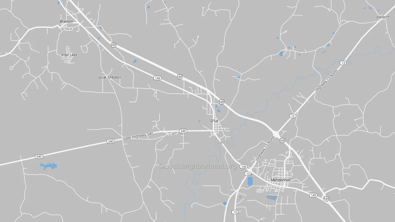Transit Grade map of D'Lo, MS
