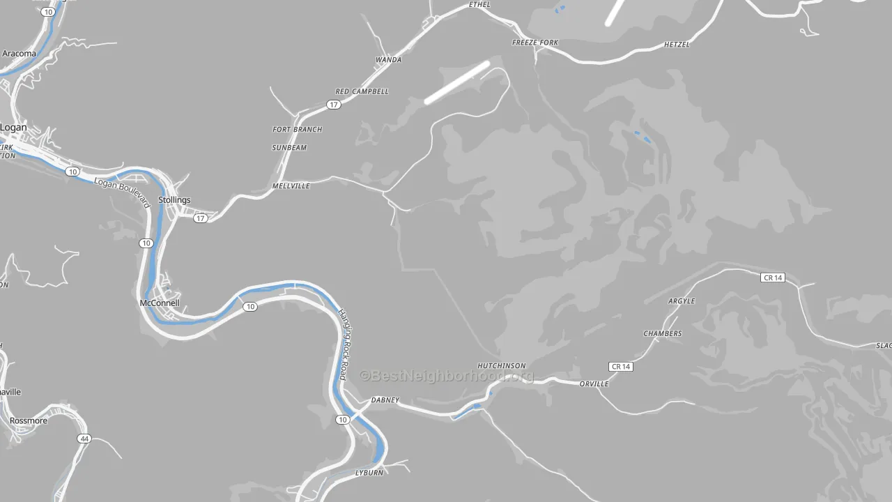 Transit Grade map of Dabney, WV