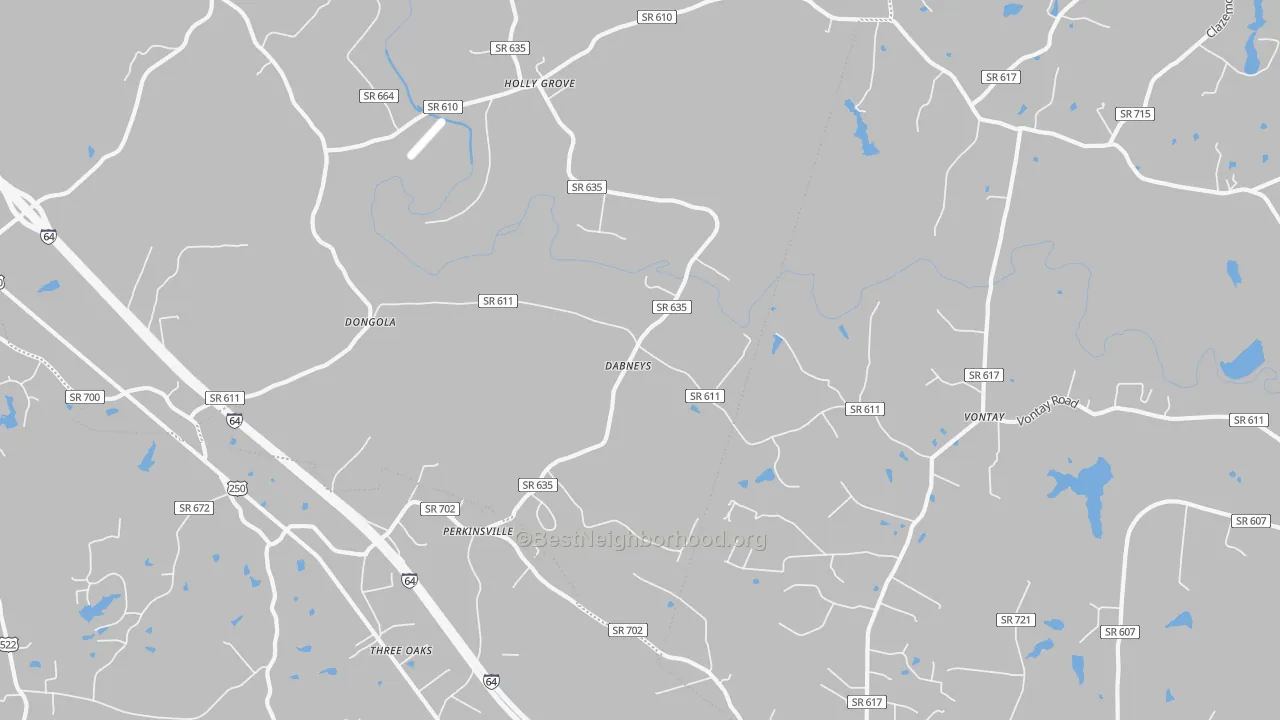 Transit Grade map of Dabneys, VA
