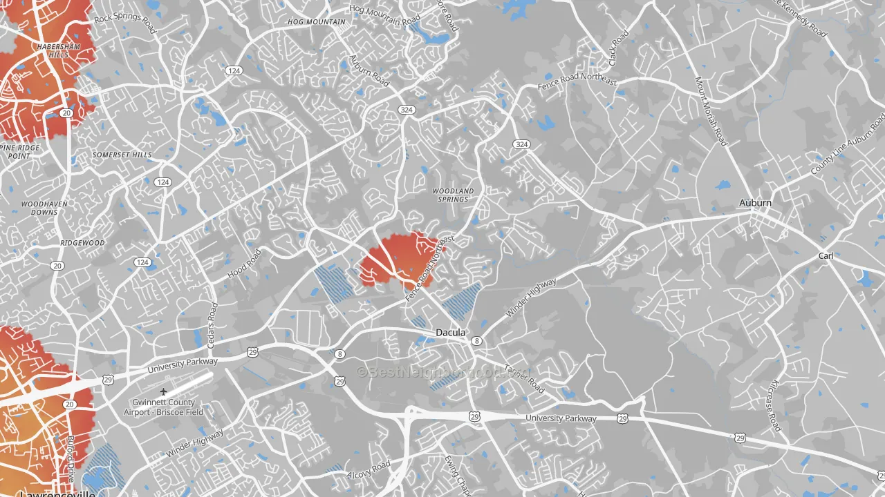 Transit Grade map of Dacula, GA