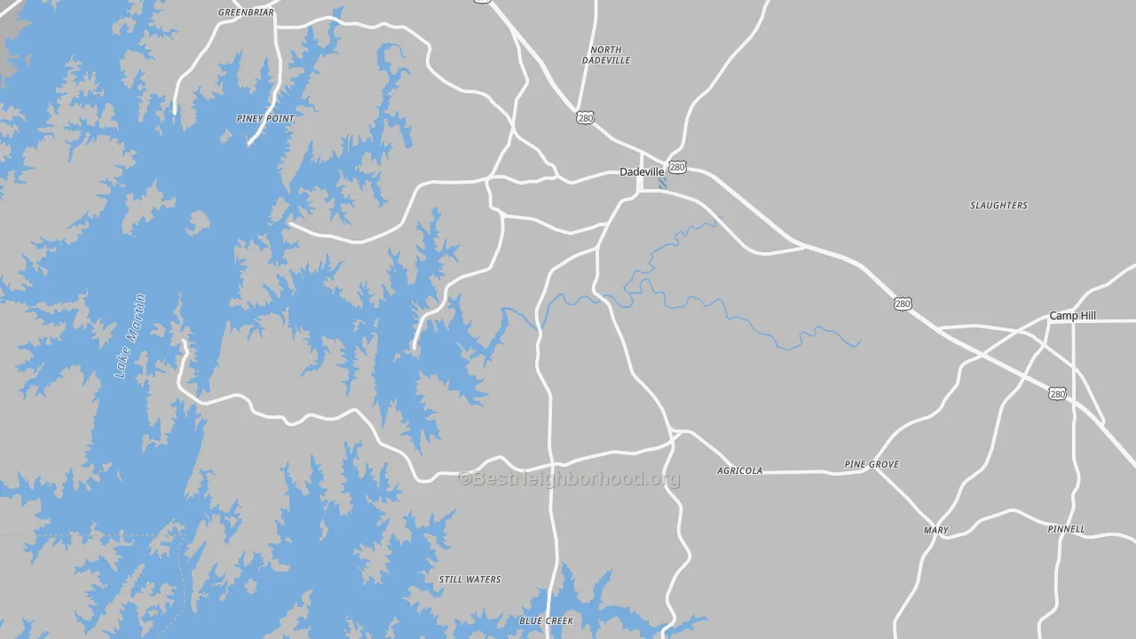 Transit Grade map of Dadeville, AL