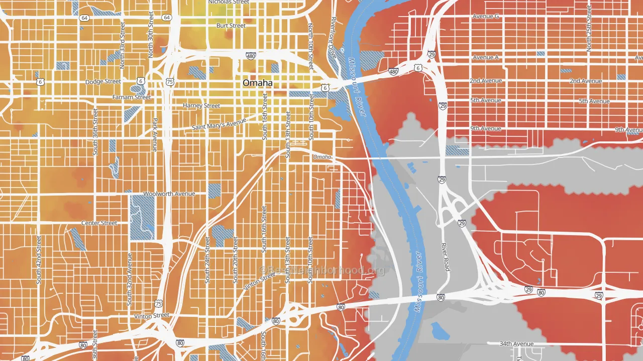 Transit Grade map of Dahlman, Omaha, NE