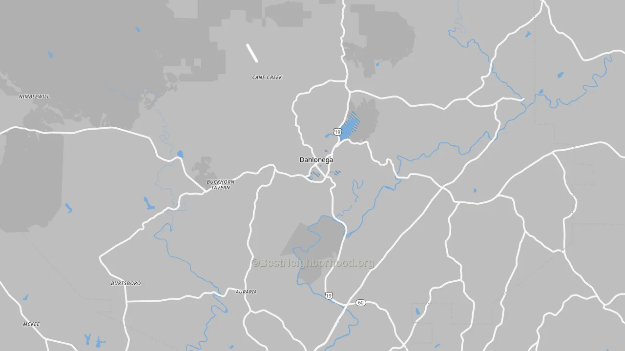 Transit Grade map of Dahlonega, GA